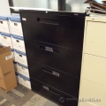 Global Black 4 Drawer Lateral File Cabinet, 36", Locking